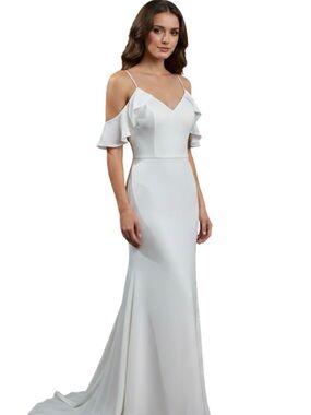 Elegant White Cold-Shoulder Bridal Gown